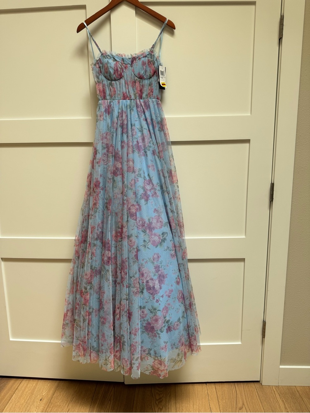 NWT Light Blue Floral Maxi Dress for prom/ wedding party